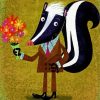 Skunk Holding Flowers paint by numbers