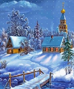 Snowy Winter At Night paint by numbers