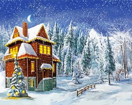 Beautiful Snowy Day paint by numbers