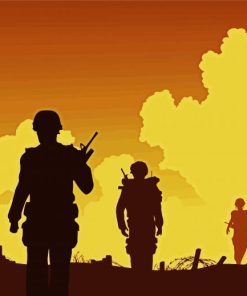 Soldiers In War Silhouette paint by numbers