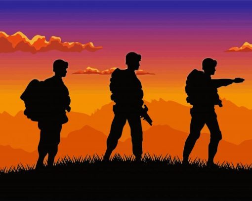 Soldiers Silhouettes paint by numbers