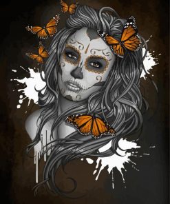 Sugar Skull And Butterflies paint by numbers