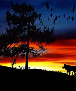 Sunset Wolf paint by numbers