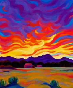 Sunset View Landscape paint by numbers