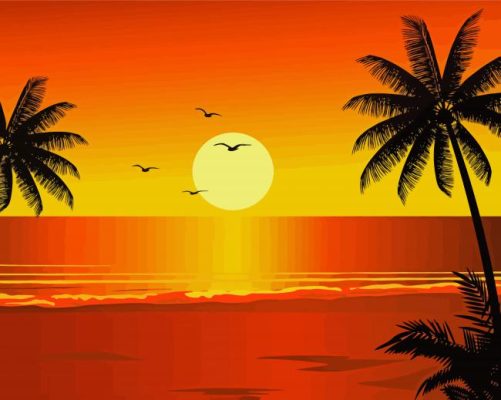 Sunset Time Silhouette paint by numbers