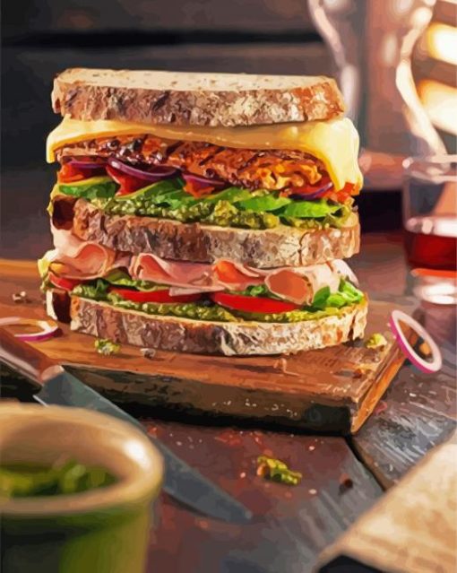 Tasty Toast Sandwich paint by numbers