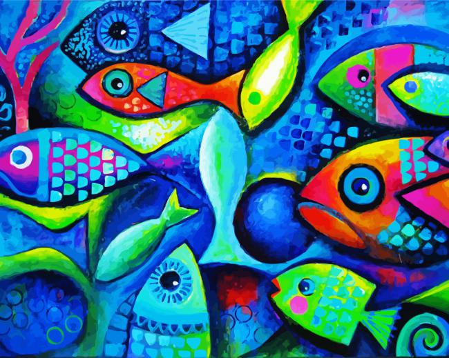 Tropical Fishes Art paint by numbers