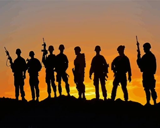 Soldiers Silhouettes paint by numbers