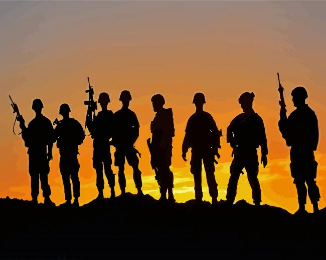 Soldiers Silhouettes paint by numbers