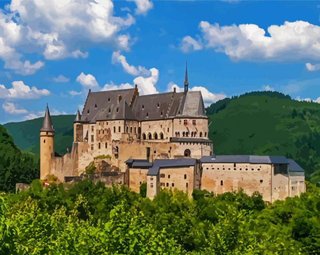 Aesthetic Vianden Castle paint by numbers