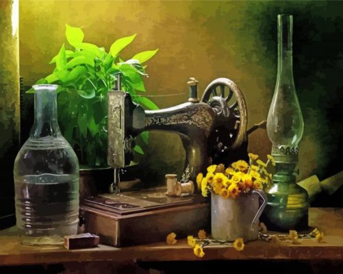 Vintage Sewing Machine paint by numbers