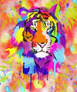 Watercolors Tiger Splatter paint by numbers