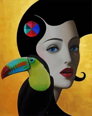 Woman And Bird Art paint by numbers