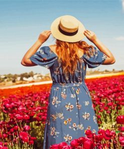 Woman In A Field Of Flowers paint by numbers