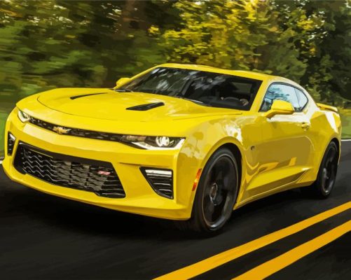 Yellow Chevrolet Camaro paint by numbers