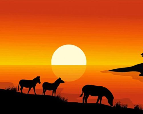 Zebra Silhouette In Riverbank paint by numbers