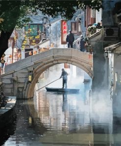 Aesthetic Zhouzhuang Water Town Night paint by numbers