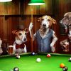 Dogs Animals Playing Pool paint by numbers