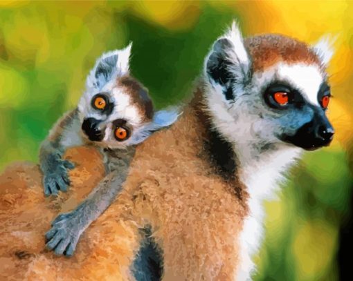 Adorable Ring Tailed Lemurs paint by numbers