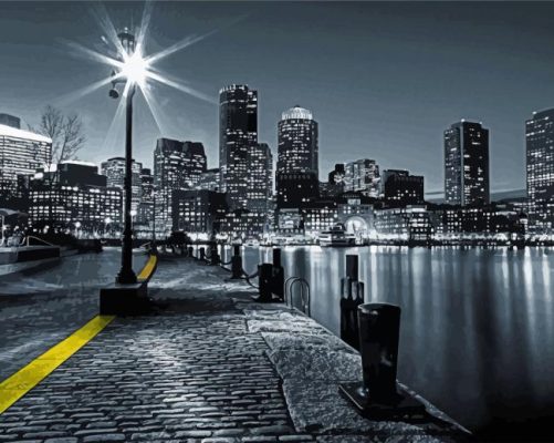 Beautiful City In Black And White paint by numbers