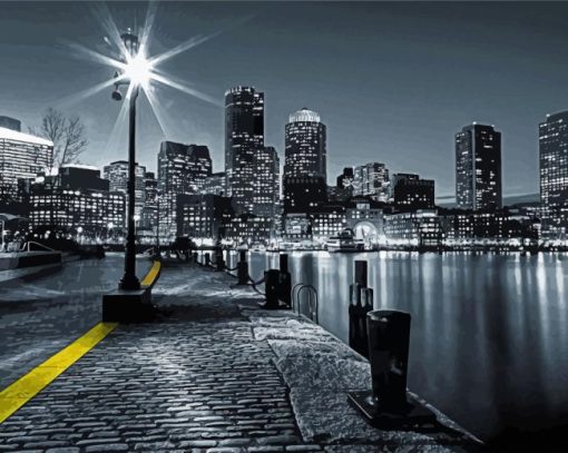 Beautiful City In Black And White paint by numbers
