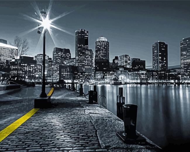 Beautiful City In Black And White paint by numbers