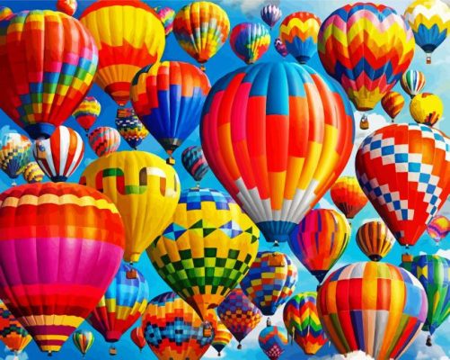 Colorful Hot Air Balloons paint by numbers