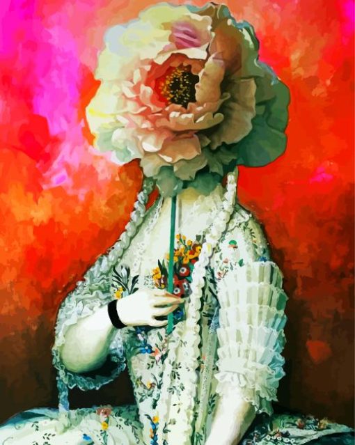 Aesthetic Girl With Peony Art paint by numbers