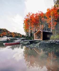 Aesthetic Lake Cabin paint by numbers