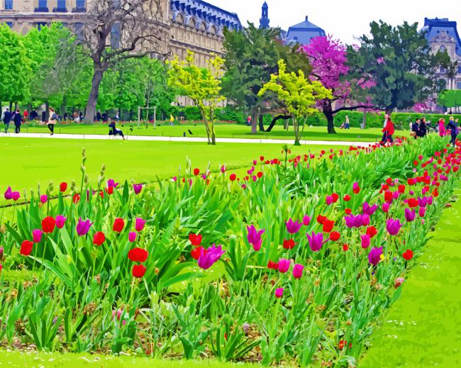 Aesthetic Tuileries Garden paint by numbers