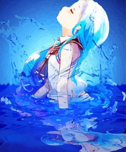 Aesthetic Water Anime Girl paint by numbers