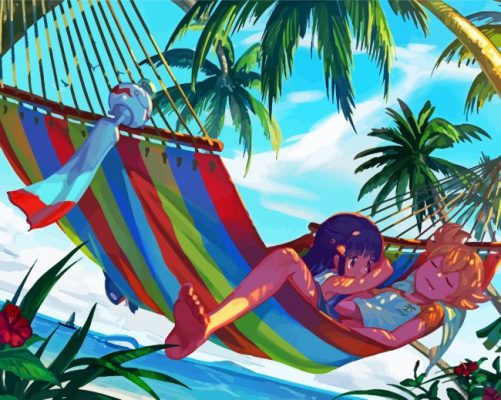 Amine Girls On Hammock paint by numbers
