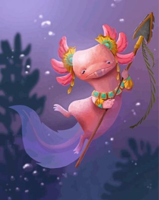 Pink Axolotl Warrior paint by numbers