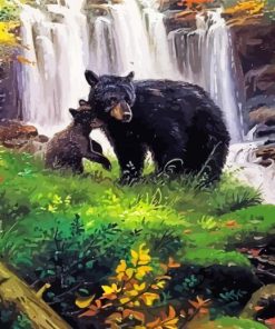 Bears And Waterfall Art paint by numbers