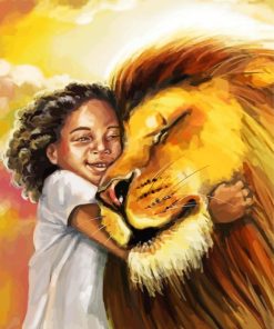 Beautiful Little Girl With Lion paint by number