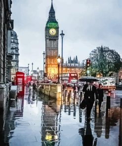 Beautiful London In The Rain paint by numbers