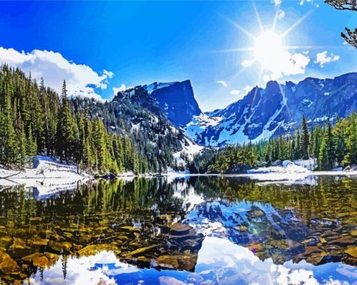 Snowy Rocky Mountain National Park paint by numbers