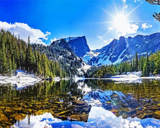 Snowy Rocky Mountain National Park paint by numbers