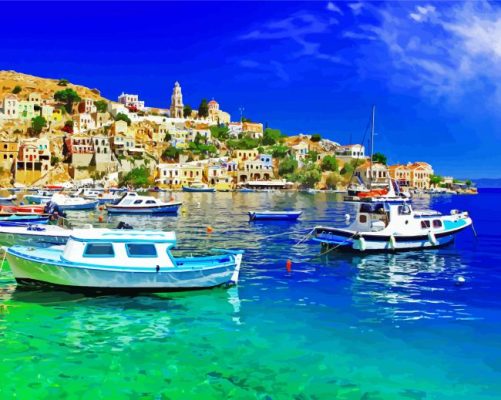 Beautiful Symi Island paint by numbers