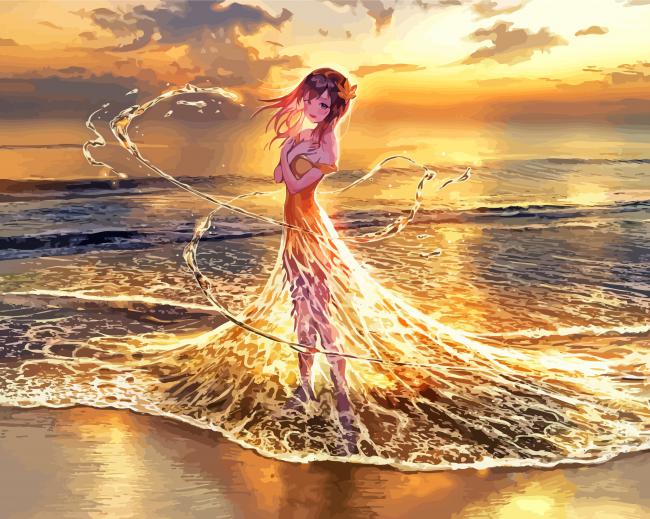 Beautiful Water Girl paint by numbers