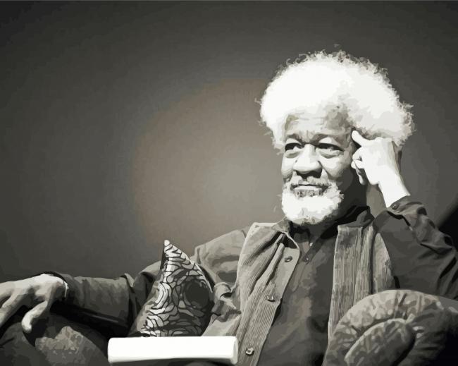 Monochrome Wole Soyinka paint by numbers