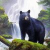 Black Bear And Waterfall paint by numbers