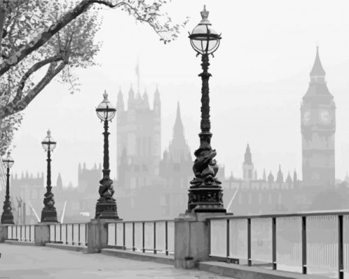 Black And White London City paint by numbers