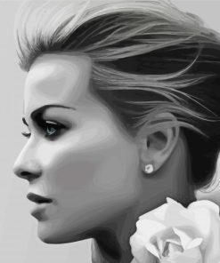 Side Profile Black And White Woman paint by numbers