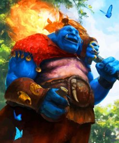 Blue Ogre With Butterfly paint by numbers