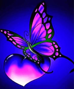 Blue Butterfly Heart paint by numbers