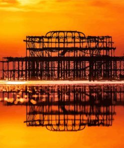 Pier Silhouette Reflection paint by numbers