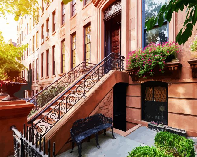 Aesthetics Brownstone Buildings paint by numbers