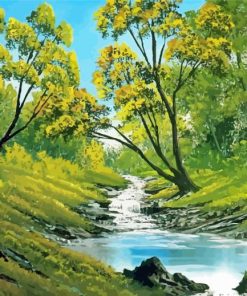 Bubbling Stream Bob Ross Art paint by numbers