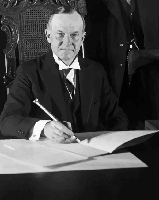 Monochrome Of Calvin Coolidge paint by numbers
